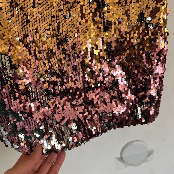 EMOTION Design Sequin One Shoulder Sparkle Gem Mini Cocktail Dress Size Medium - Picture 9 of 16